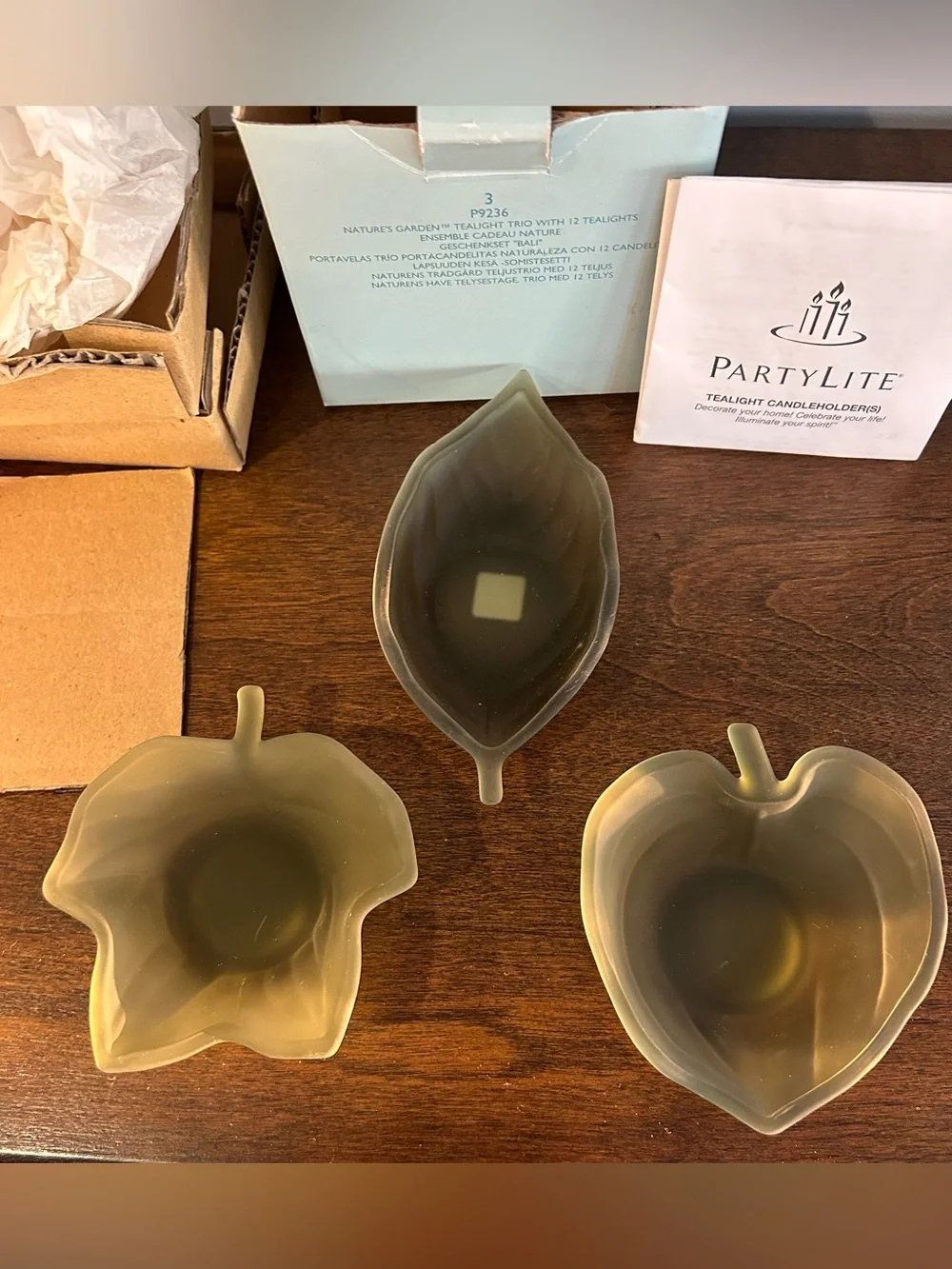 Partylite Nature's Garden Tealight Candle Holder Set of 3 Open In Box Never Used